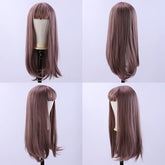 Purplish Grey Fringe Long Straight Wig for Cosplay